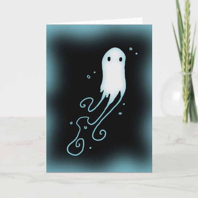 Little Ghost With Swirls Card (Front)