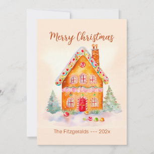 Little Gingerbread House Vintage Christmas Card