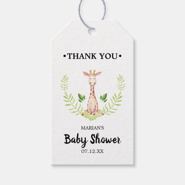 Little Giraffe Baby Shower Favour Gift Tag (Front)