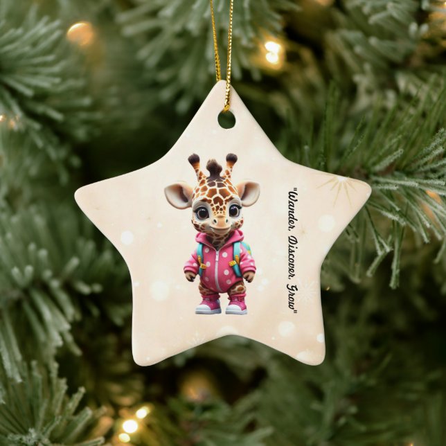 "Little Giraffe Explorer" Ceramic Ornament (Tree)