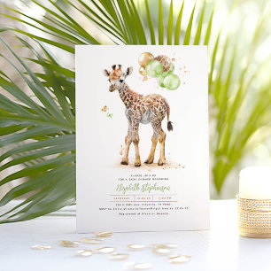 Little Giraffe Gender Neutral Boho Baby Shower Invitation