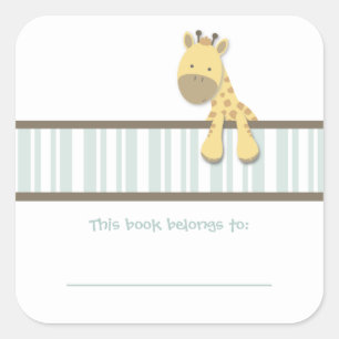 Little Giraffe {Teal} Bookplates Square Sticker