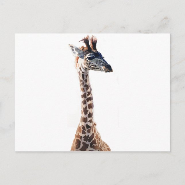 "Little Giraffe" Wildlife Animal Watercolor Postcard (Front)