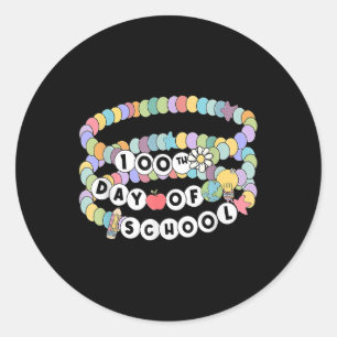 Little Girl 100 Days Of School Friendship Bracelet Classic Round Sticker