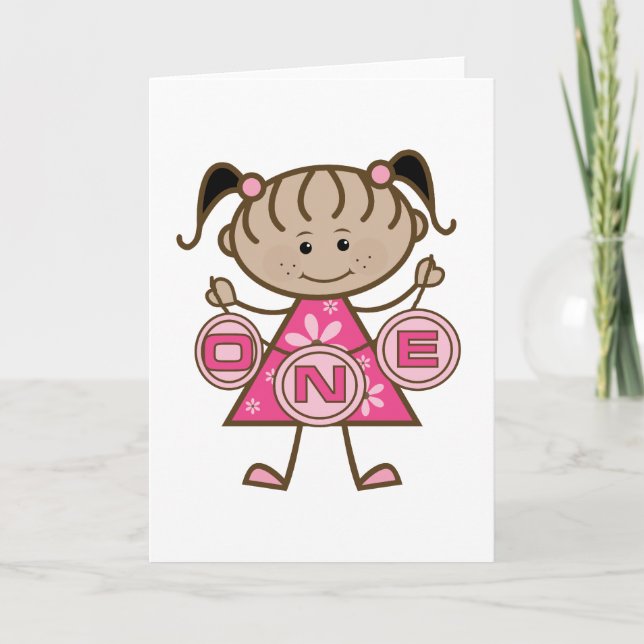 Little Girl 1st Birthday T-shirts and Gifts Card (Front)