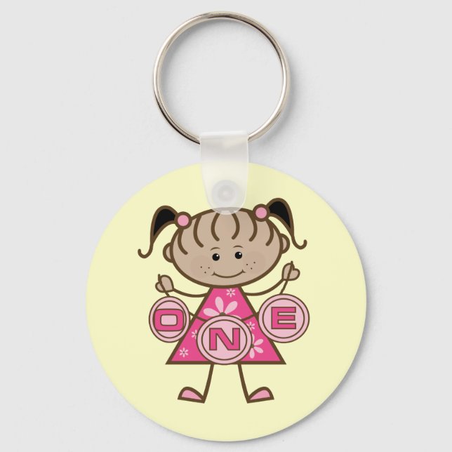 Little Girl 1st Birthday T-shirts and Gifts Key Ring (Front)