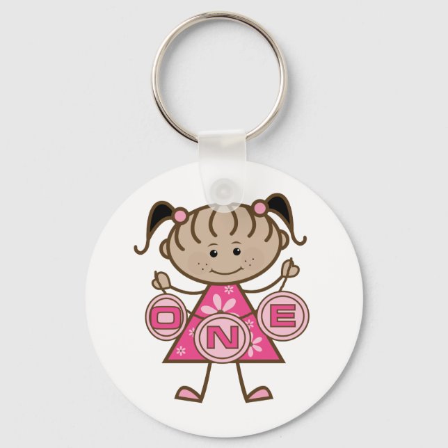 Little Girl 1st Birthday T-shirts and Gifts Key Ring (Front)
