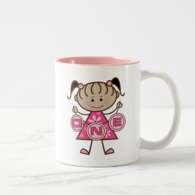 Little Girl 1st Birthday T-shirts and Gifts Two-Tone Coffee Mug (Right)