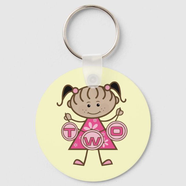 Little Girl 2nd Birthday T-shirts and Gifts Key Ring (Front)