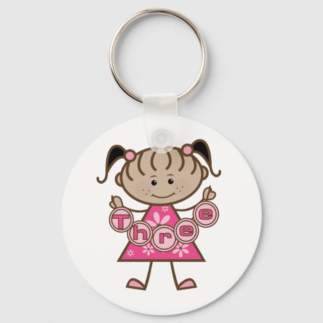 Little Girl 3rd Birthday Tshirts and Gifts Key Ring (Front)