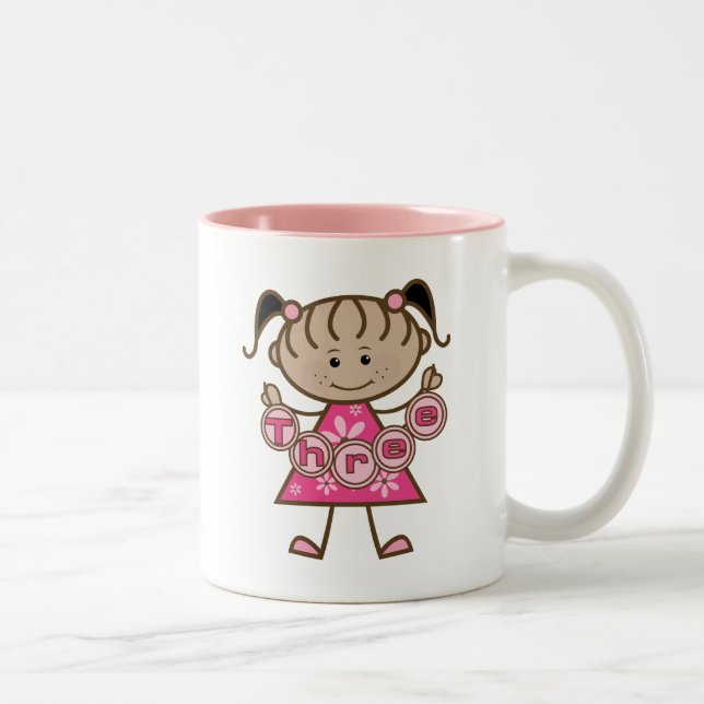 Little Girl 3rd Birthday Tshirts and Gifts Two-Tone Coffee Mug (Right)
