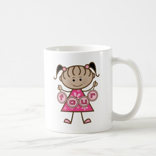 Little Girl 4th Birthday Tshirts and Gifts Coffee Mug (Right)