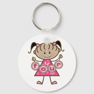 Little Girl 4th Birthday Tshirts and Gifts Key Ring