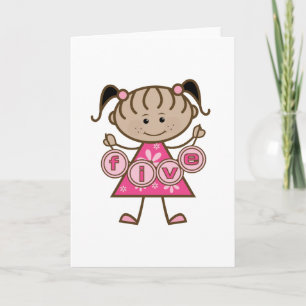 Little Girl 5th Birthday Tshirts and Gifts Card