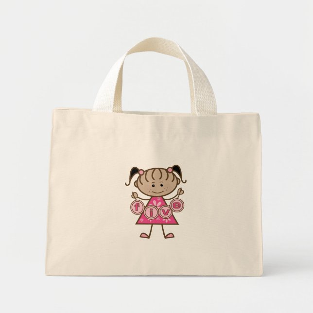 Little Girl 5th Birthday Tshirts and Gifts Mini Tote Bag (Front)