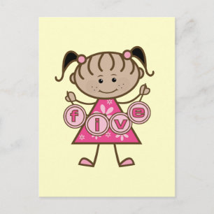 Little Girl 5th Birthday Tshirts and Gifts Postcard