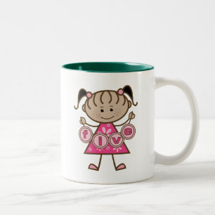 Little Girl 5th Birthday Tshirts and Gifts Two-Tone Coffee Mug