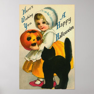 Little Girl and Cat Poster