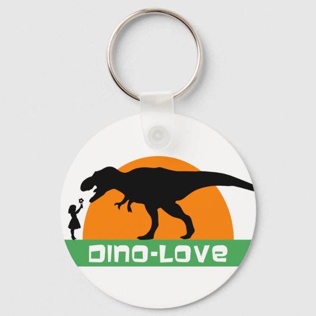 Little girl and dinosaur key ring (Front)