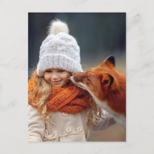 Little girl and fox postcard