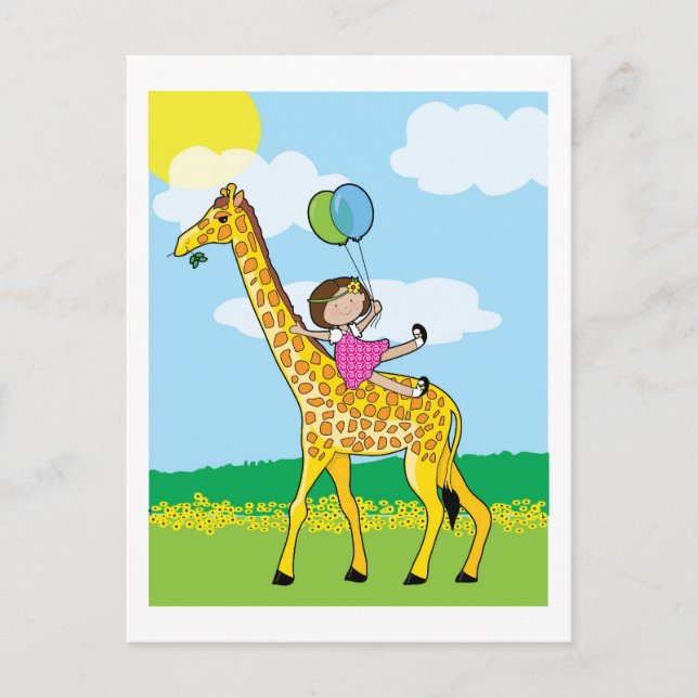 Little Girl and Giraffe Postcard (Front)