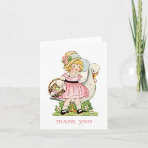 Little Girl and Goose Thank You Note Card