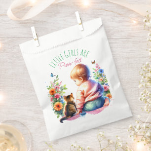 Little Girl and Kitten Watercolor Baby Shower Favour Bag