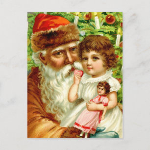 Little Girl and Santa Holiday Postcard