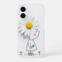 Little Girl and White Daisy