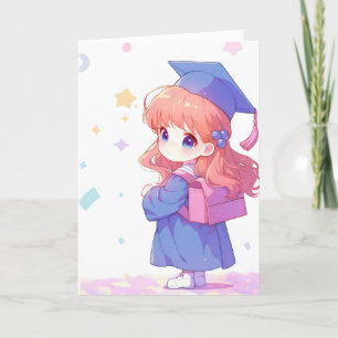 Little Girl Anime School Graduation Holiday Card