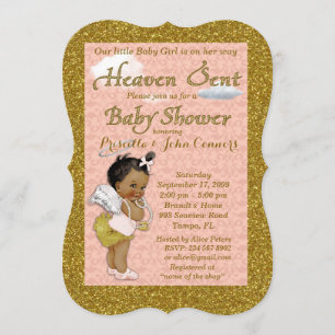 Little Girl Baby Shower Invitation,pink, gold Invitation