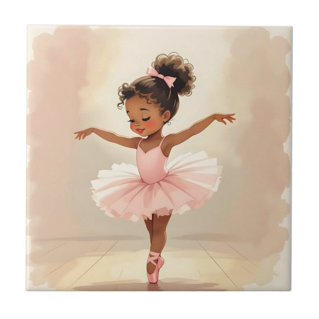 Little Girl Ballerina in Pink Tutu  Ceramic Tile (Front)