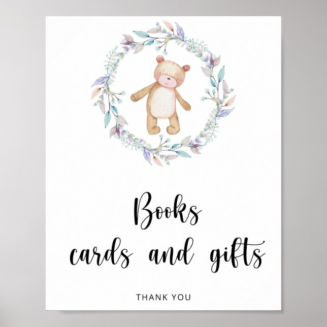 Little girl bear books cards and gifts poster (Front)