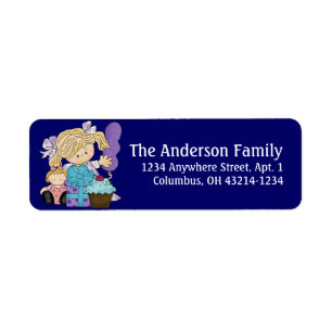 Little Girl Birthday Party d5 Return Address Label
