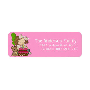Little Girl Birthday Party d6 Return Address Label