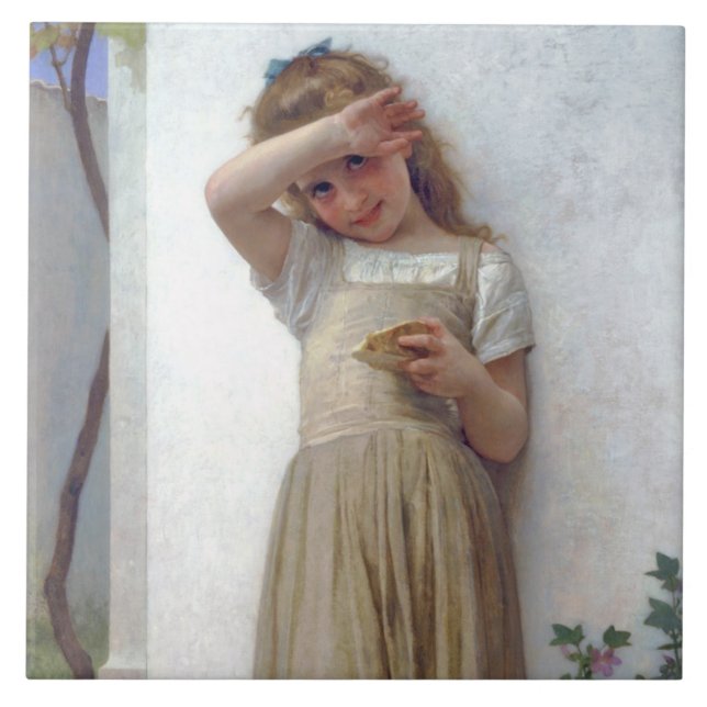 Little Girl, Bouguereau Ceramic Tile (Front)