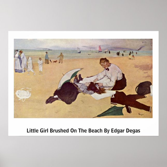 Little Girl Brushed On The Beach By Edgar Degas Poster (Front)