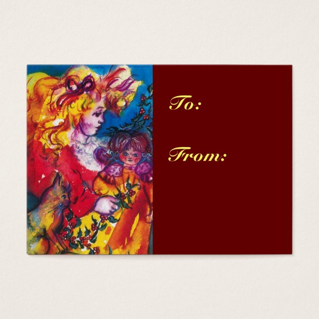 LITTLE GIRL,CAT,PRETTY DOLL Red Christmas Gift (Front)