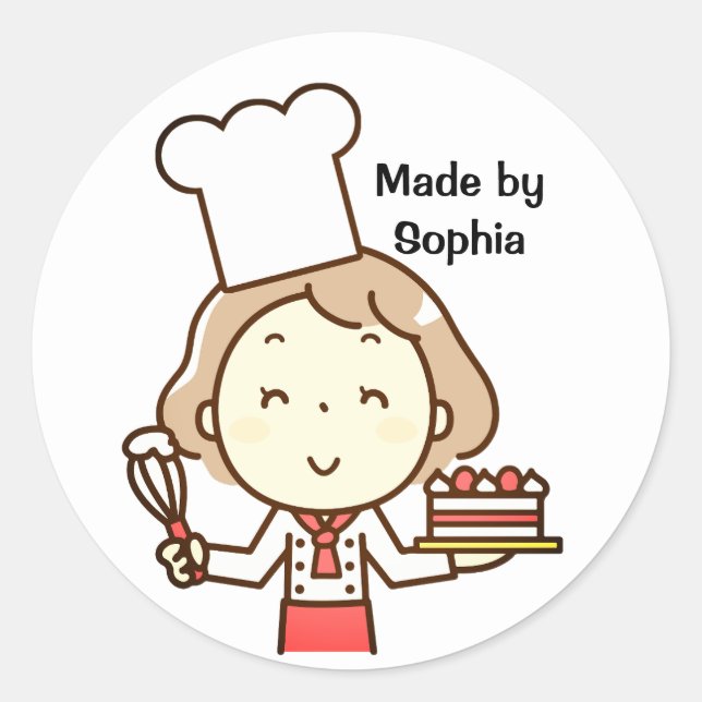 Little Girl Chef Christmas Classic Round Sticker (Front)