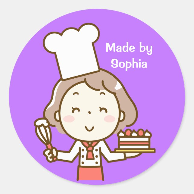 Little Girl Chef Classic Round Sticker (Front)