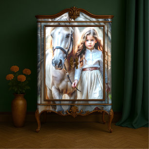 Little Girl Cream Dress White Horse Storybook Farm Tissue Paper