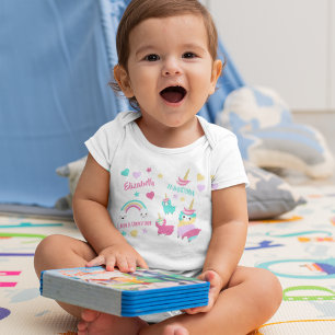 Little Girl Cute Llamacorn Pastel Pattern Baby Bodysuit