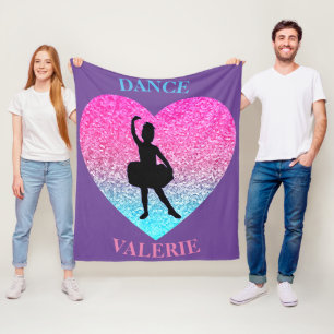 Little Girl Dance Fleece Blanket w/ Her Name
