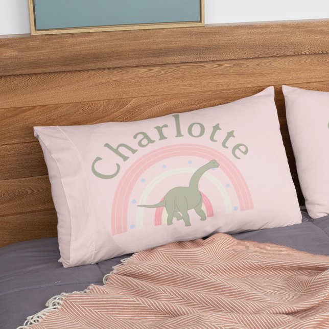 Little Girl Dinosaur Rainbow Pink Bedroom Custom Pillowcase (Little Girl Dinosaur Rainbow Pink Bedroom Custom Pillow Case
)