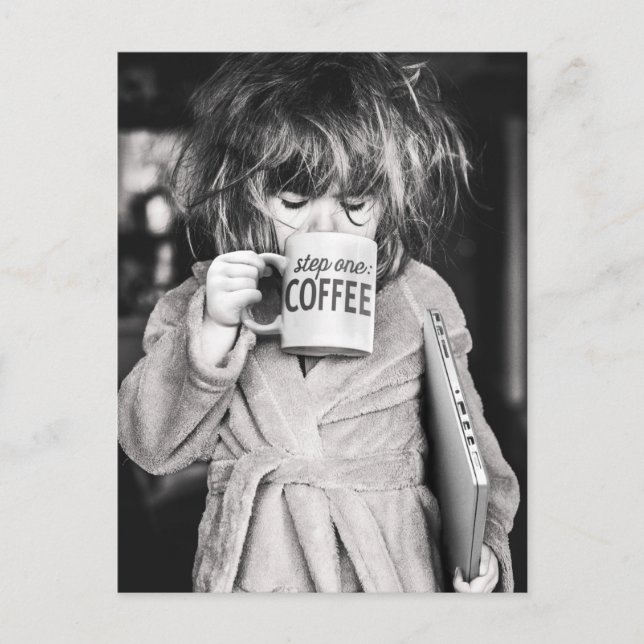 Little Girl Drinking Coffee Invitation Postcard (Front)