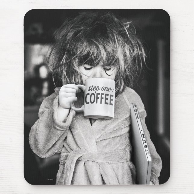 Little Girl Drinking Coffee Mouse Pad (Front)
