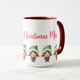 Little Girl Elf Xmas Customised Mug