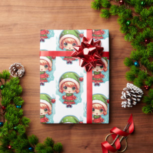 Little Girl Elf Xmas Magic Wrapping Paper