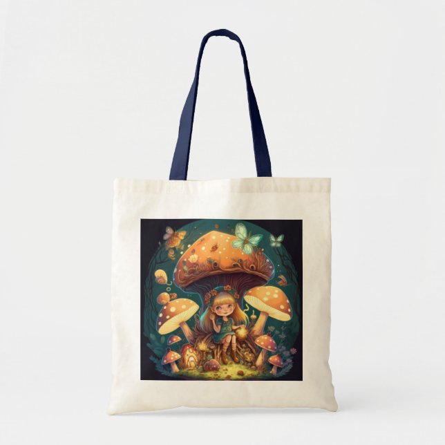 Little girl elve among mushrooms tote bag (Front)