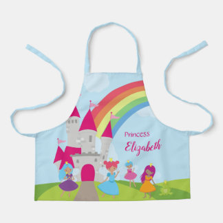 Little Girl Fairy Princess with Rainbow and Castle Apron
